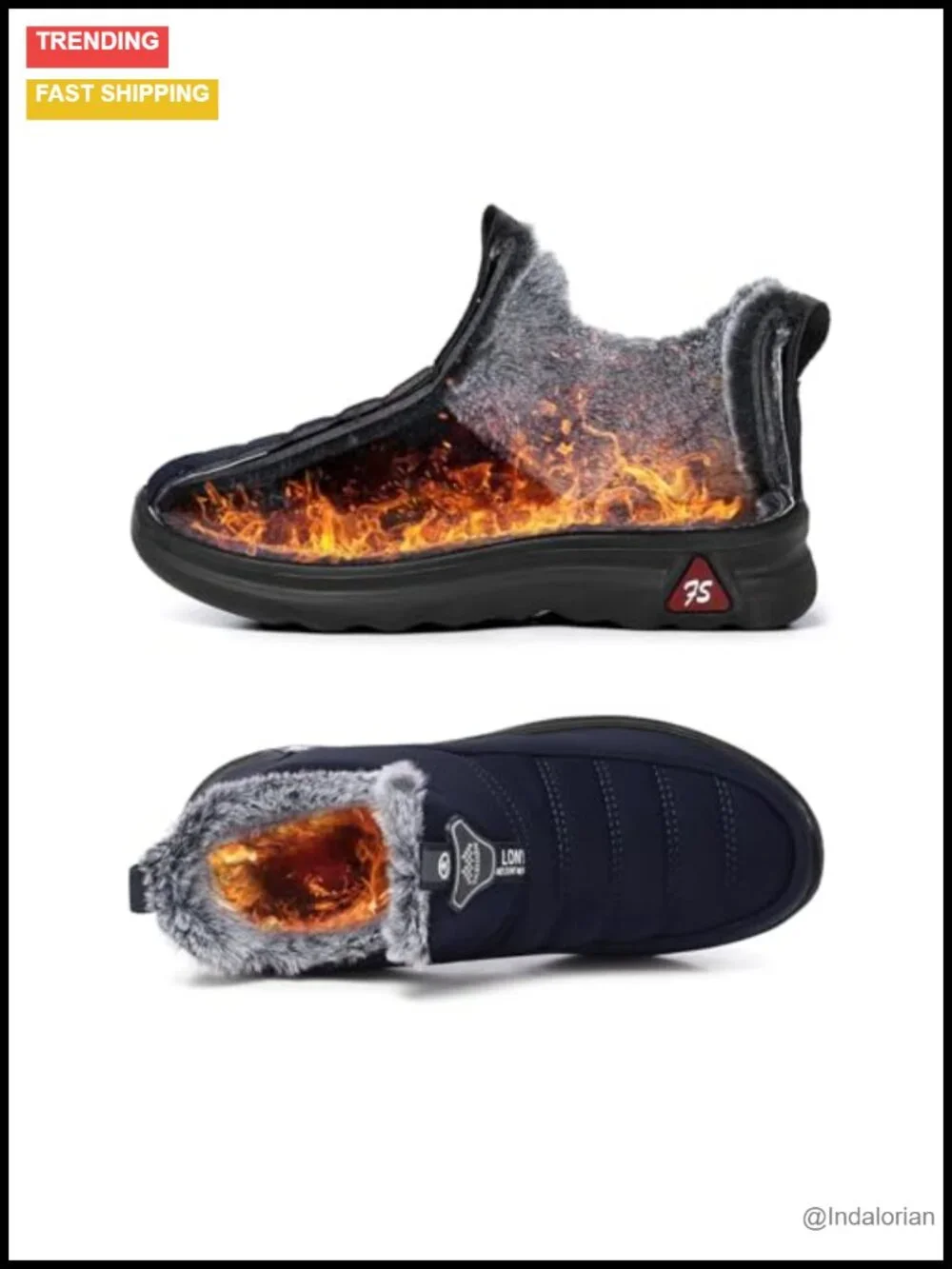 Fur Lined Slip On Ankle Snow Boots Water Resistant Non Slip Winter Outdoor